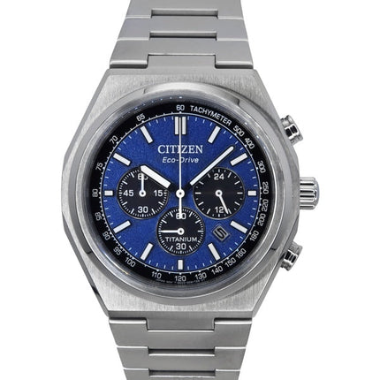 Citizen Zenshin Chronograph Super Titanium Blue Dial Eco-Drive CA4610-85L 100M herreur