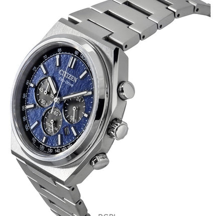 Citizen Zenshin Chronograph Super Titanium Blue Dial Eco-Drive CA4610-85L 100M herreur