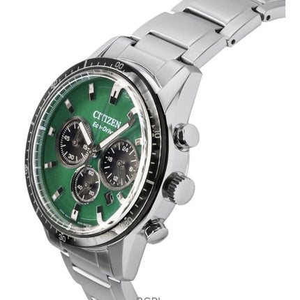 Citizen Eco-Drive kronograf rustfrit stål grøn urskive CA4624-56X 100M herreur