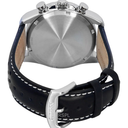 Citizen Eco-Drive kronograf læderrem hvid urskive CA4640-09A 100M herreur