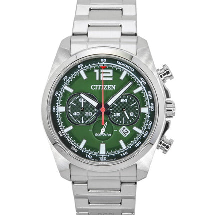 Citizen Eco-Drive kronograf rustfrit stål grøn urskive CA4640-50X 100M herreur