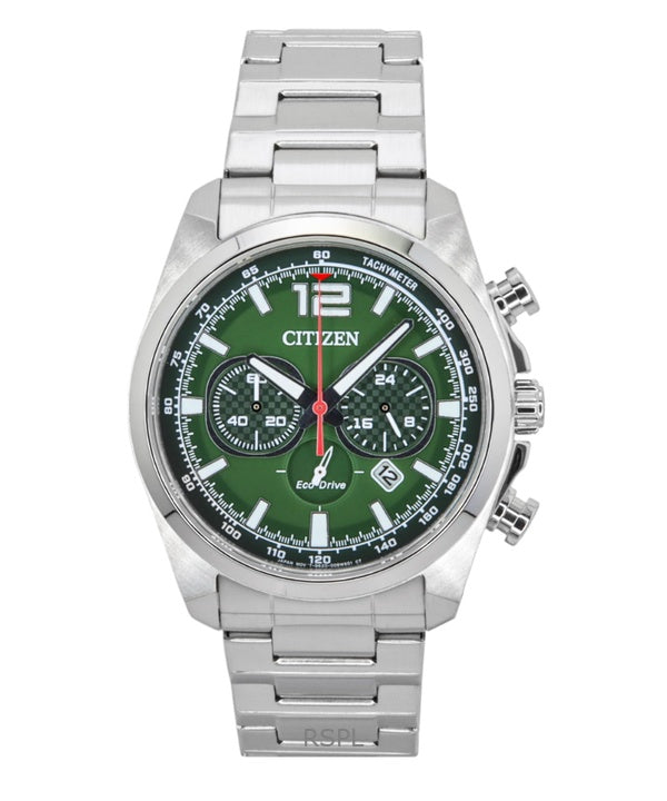 Citizen Eco-Drive kronograf rustfrit stål grøn urskive CA4640-50X 100M herreur