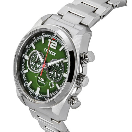 Citizen Eco-Drive kronograf rustfrit stål grøn urskive CA4640-50X 100M herreur