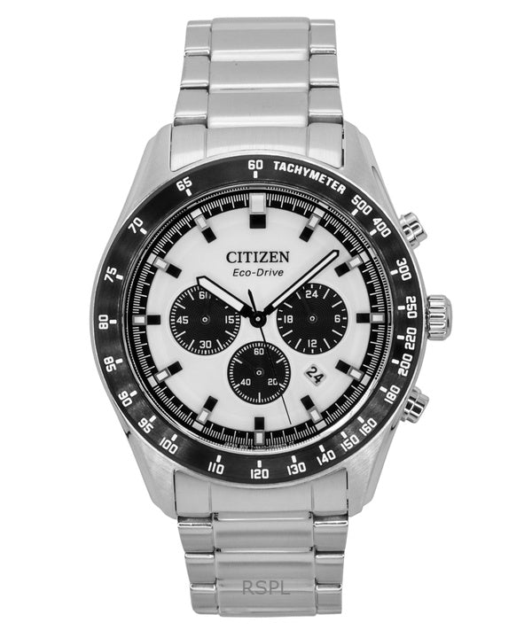 Citizen Eco-Drive kronograf rustfrit stål hvid urskive CA4674-58A 100M herreur