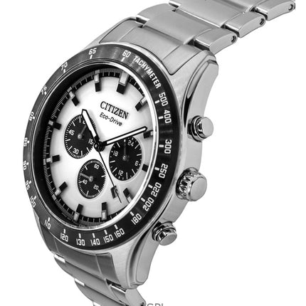 Citizen Eco-Drive kronograf rustfrit stål hvid urskive CA4674-58A 100M herreur