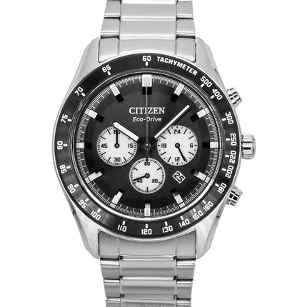 Citizen Eco-Drive kronograf rustfrit stål sort urskive CA4674-58E 100M herreur