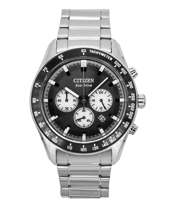Citizen Eco-Drive kronograf rustfrit stål sort urskive CA4674-58E 100M herreur
