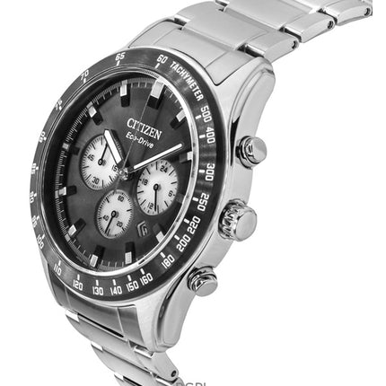 Citizen Eco-Drive kronograf rustfrit stål sort urskive CA4674-58E 100M herreur