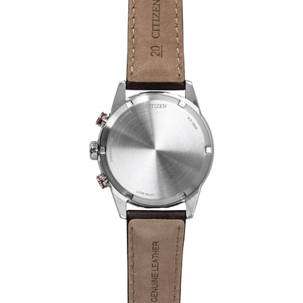 Citizen Eco-Drive Chronograph Analog Brun Læderrem Hvid Skive Solar CA4714-04A 100M Herreur