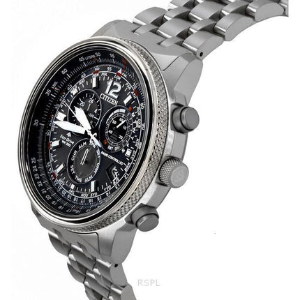 Citizen Promaster Sky radiostyret kronograf rustfrit stål sort skive Eco-Drive CB5860-86E 200M herreur