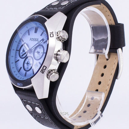 Fossile Coachman Chronograph sort læder CH2564 Herreur