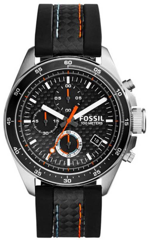 Fossile Decker kvarts Chronograph sort urskive 100M CH2956 Herreur