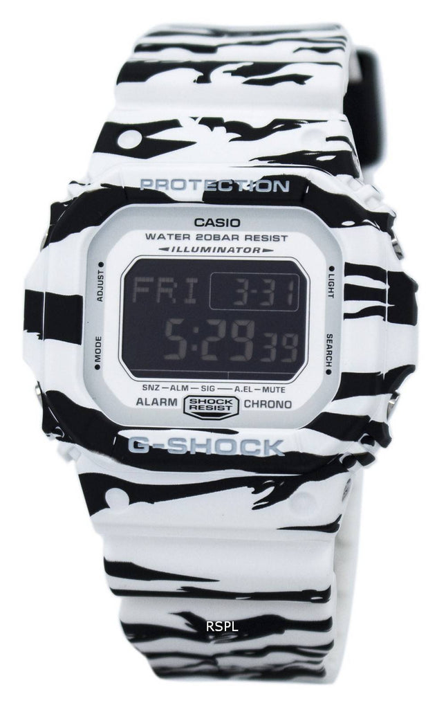 Casio G-Shock Digital Alarm Chrono Tiger Camouflage DW-D5600BW-7 Herreur