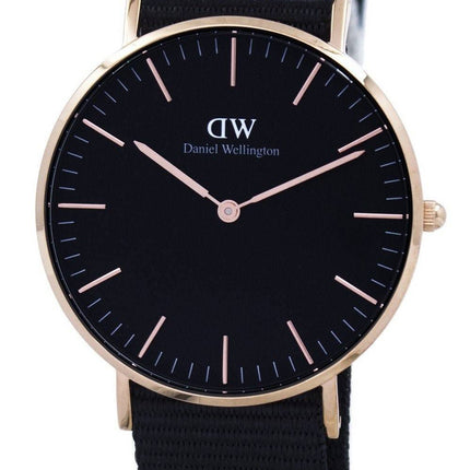 Daniel Wellington klassiske sorte Cornwall kvarts DW00100150 Unisex ur