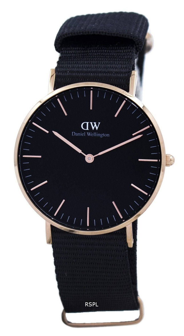 Daniel Wellington klassiske sorte Cornwall kvarts DW00100150 Unisex ur