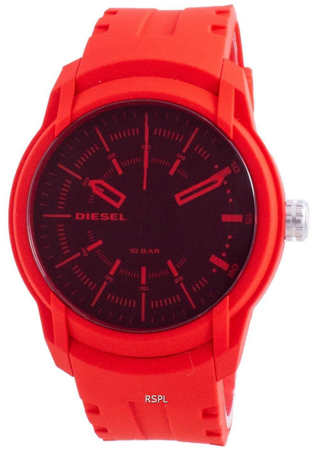 Diesel Armbar Sort urskive Silikonestrop kvarts DZ1820 100M Herreur