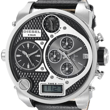 Diesel Chronograph sort Multi Dial læder rem DZ7125 Herreur