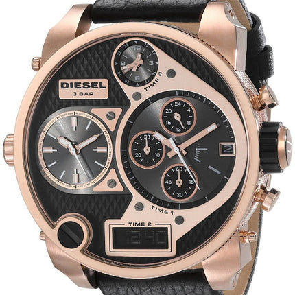 Diesel Mr. Daddy Chronograph sort urskive læder rem DZ7261 Herreur