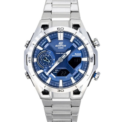 Casio Edifice analog digital rustfrit stål blå urskive solcelle ECB-2300D-2A 100M herreur