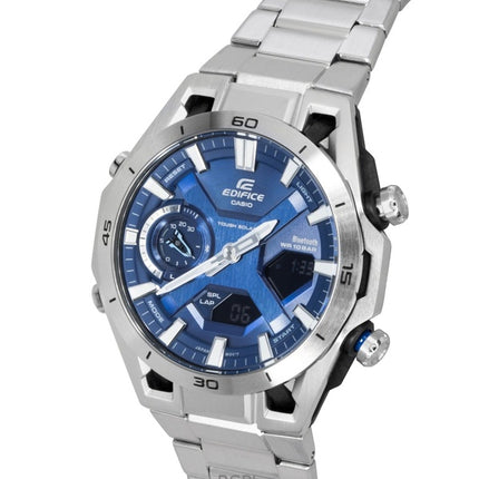 Casio Edifice analog digital rustfrit stål blå urskive solcelle ECB-2300D-2A 100M herreur