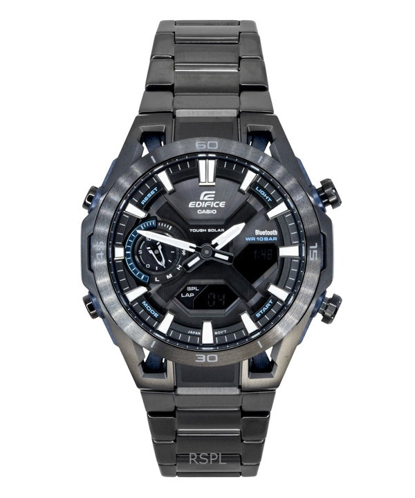 Casio Edifice analog digital rustfrit stål sort urskive solcelle ECB-2300DC-1A 100M herreur