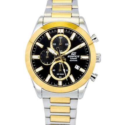 Casio Edifice analog kronograf tofarvet rustfrit stål sort urskive kvarts EFB-710SG-1AV 100M herreur