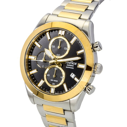 Casio Edifice analog kronograf tofarvet rustfrit stål sort urskive kvarts EFB-710SG-1AV 100M herreur