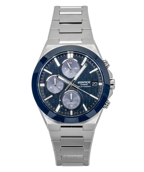 Casio Edifice analog kronograf rustfrit stål blå urskive solcelle EFS-S650D-2A 100M herreur