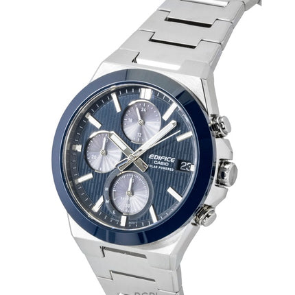 Casio Edifice analog kronograf rustfrit stål blå urskive solcelle EFS-S650D-2A 100M herreur