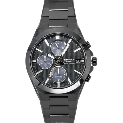 Casio Edifice analog kronograf rustfrit stål sort urskive solcelle EFS-S650DC-1A 100M herreur