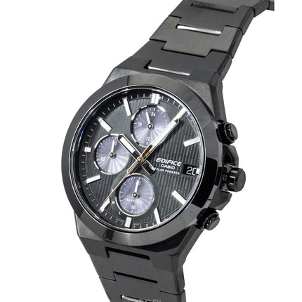 Casio Edifice analog kronograf rustfrit stål sort urskive solcelle EFS-S650DC-1A 100M herreur