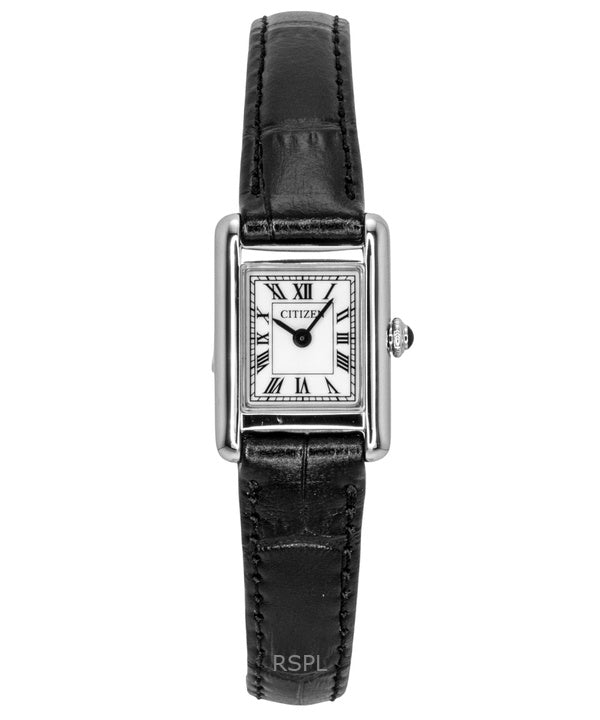 Citizen Fio Roma Eco-Drive læderrem sølvfarvet urskive EG2790-12A dameur