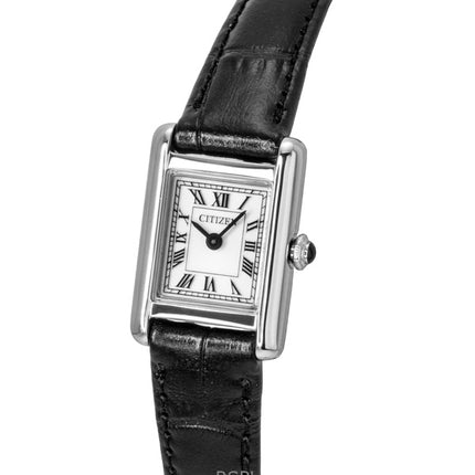 Citizen Fio Roma Eco-Drive læderrem sølvfarvet urskive EG2790-12A dameur