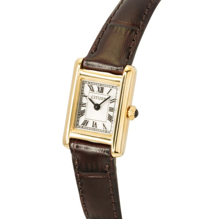 Citizen Fio Roma kalveskindrem sølvfarvet urskive Eco-Drive EG2797-13A dameur