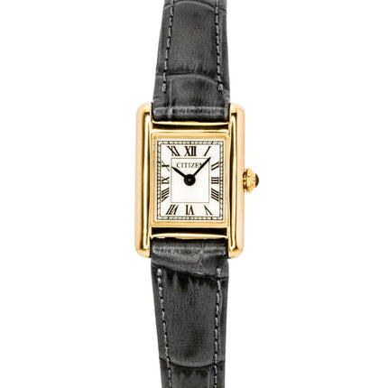 Citizen analog læderrem sølvfarvet urskive Eco-Drive EG2799-18W dameur