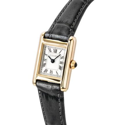 Citizen analog læderrem sølvfarvet urskive Eco-Drive EG2799-18W dameur