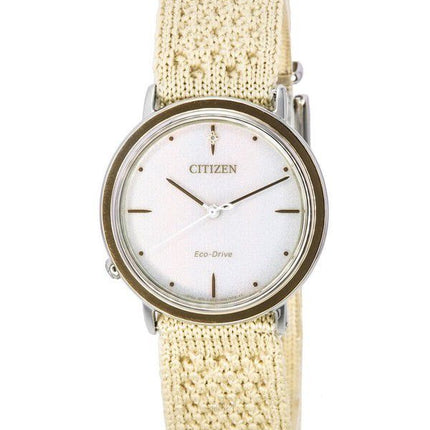 Citizen L Ambiluna Diamond Accent Beige Urskive Eco-Drive EM1006-40A dameur med ekstra mesh-armbånd