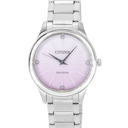 Citizen Eco-Drive analog rustfrit stål lyserød urskive solcelle EM1220-58X dameur