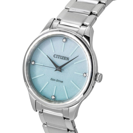 Citizen Eco-Drive analog rustfrit stål isblå urskive solcelle EM1220-58Y dameur