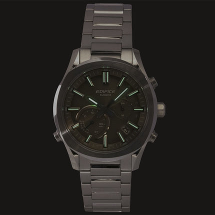 Casio Edifice analog kronograf smartphone link rustfrit stål brun urskive solcelle EQB-1300D-5A 100M herreur