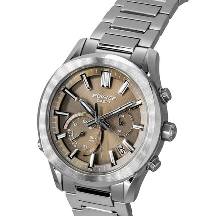 Casio Edifice analog kronograf smartphone link rustfrit stål brun urskive solcelle EQB-1300D-5A 100M herreur