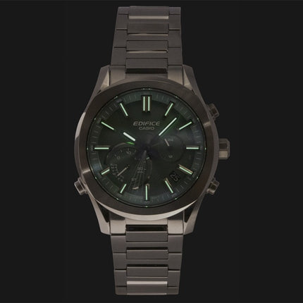Casio Edifice analog kronograf smartphone link grøn urskive rustfrit stål solcelle EQB-1300DC-3A 100M herreur