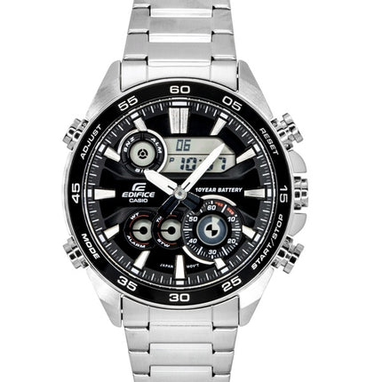 Casio Edifice Analog Digital Rustfrit Stål Sort Skive Quartz ERA-130D-1A 100M Herreur