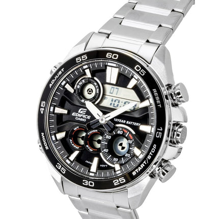 Casio Edifice Analog Digital Rustfrit Stål Sort Skive Quartz ERA-130D-1A 100M Herreur