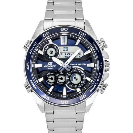Casio Edifice Analog Digital Rustfrit Stål Blå Skive Quartz ERA-130D-2A 100M Herreur