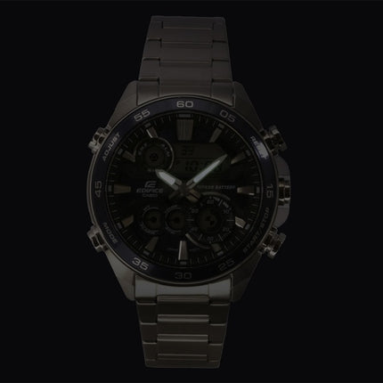 Casio Edifice Analog Digital Rustfrit Stål Blå Skive Quartz ERA-130D-2A 100M Herreur