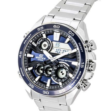 Casio Edifice Analog Digital Rustfrit Stål Blå Skive Quartz ERA-130D-2A 100M Herreur