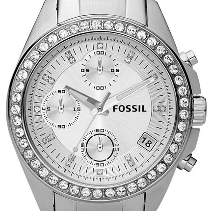 Fossile Decker Chronograph krystaller hvide Dial ES2681 kvinders ur