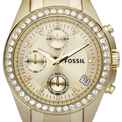 Fossile Decker Chronograph krystaller guld-Tone ES2683 kvinders ur
