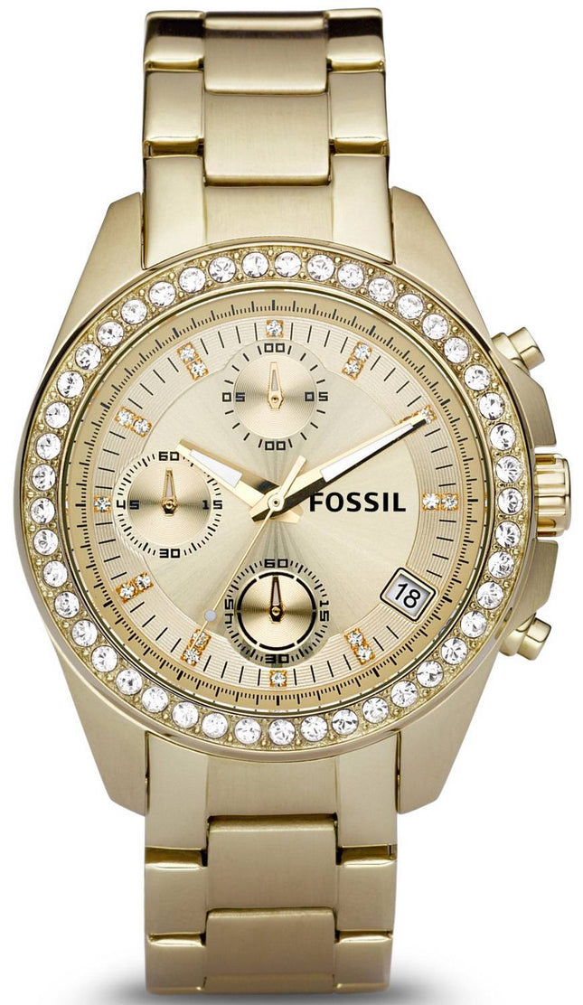 Fossile Decker Chronograph krystaller guld-Tone ES2683 kvinders ur